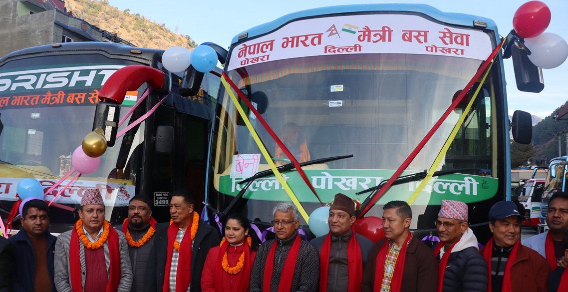 बेनीदेखि दिल्लीसम्म बस सेवा सुरु