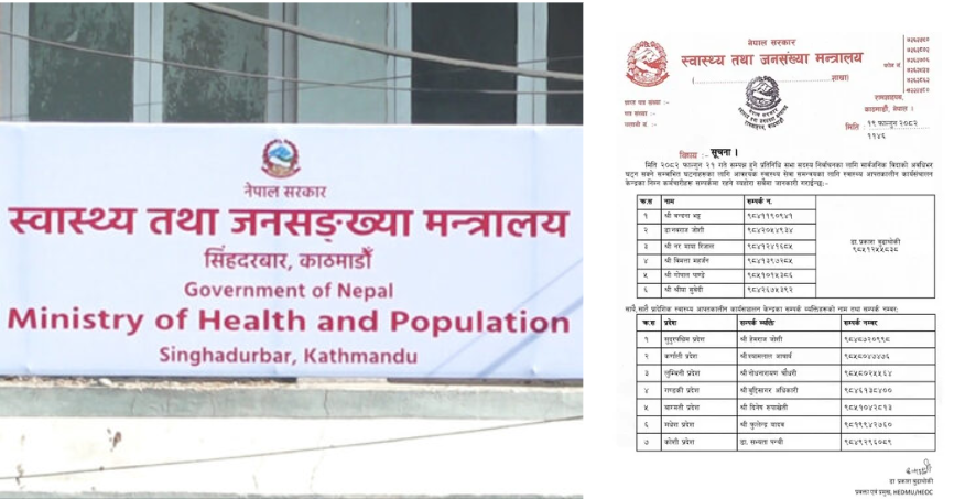 सम्भावित घटनाका लागि स्वास्थ्य सेवा दिन मन्त्रालयले तोक्यो  सम्पर्क कर्मचारी